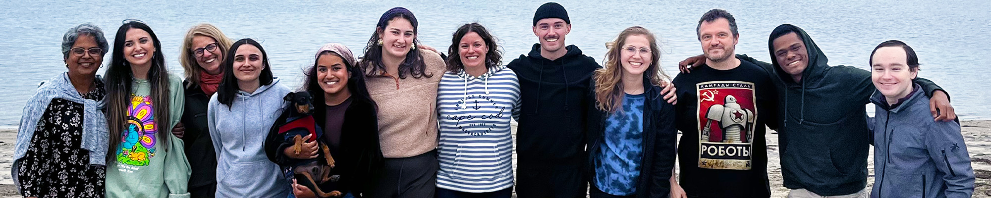 graduate students and faculty at beach