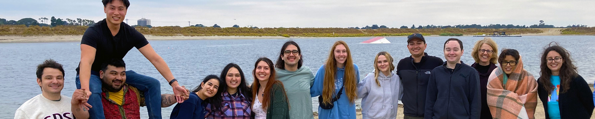 students at the beach